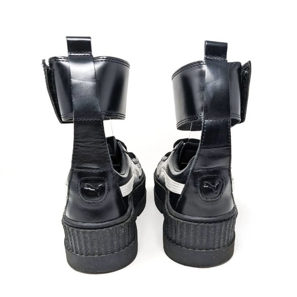 Puma Fenty Womens 9 Ankle Strap Creepers Platform Black Leather Sneakers EUC - Picture 7 of 10